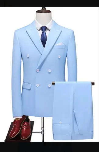 Terno Social Azul Claro Masculino 4XG - Novo