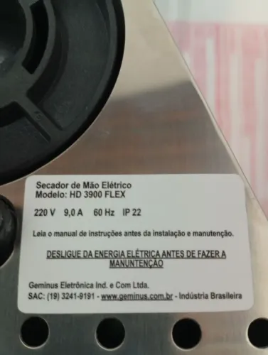 Vendo secador de mãos elétrico novo