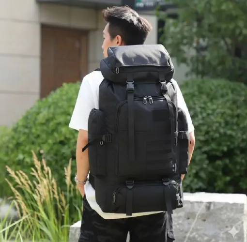 Mochila Reforçada Cargueira 80L Impermeável para Trilha e Camping