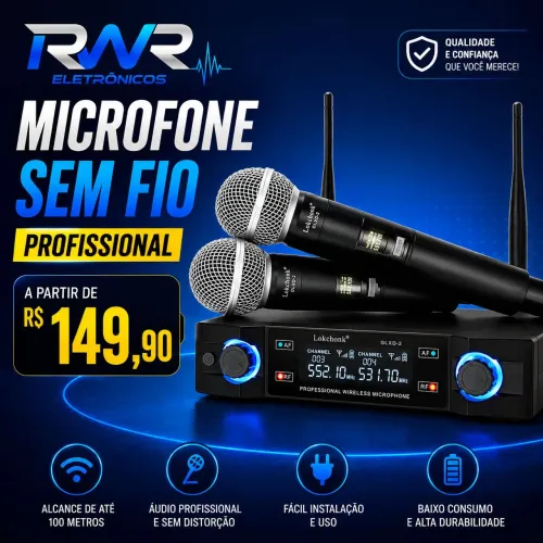 Microfone Sem fio Profissional (RWR SOM)