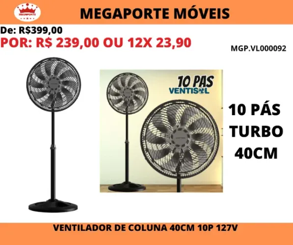 Ventilador de Coluna 40cm 10P Ventisol 127V 150W