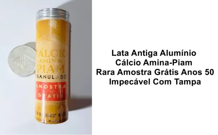 Lata Antiga Alumínio Cálcio Amina-Piam - Rara Amostra Grátis Anos 50 Impecável Com Tampa