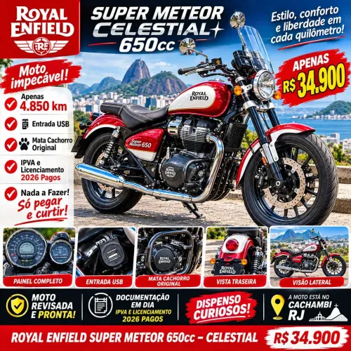 Royal Enfield - Super Meteor Celestial 650cc, equipada.Super Novac