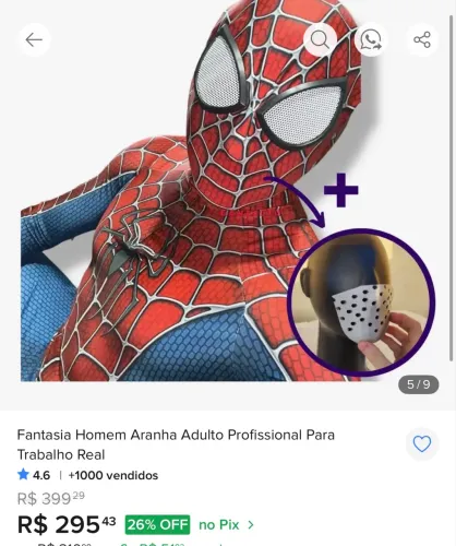 FANTASIA ADULTO HOMEM ARANHA / PROFISSIONAL