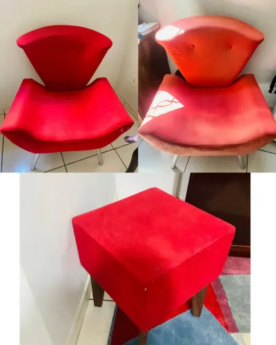 2 poltronas com 1 banquinho usado
