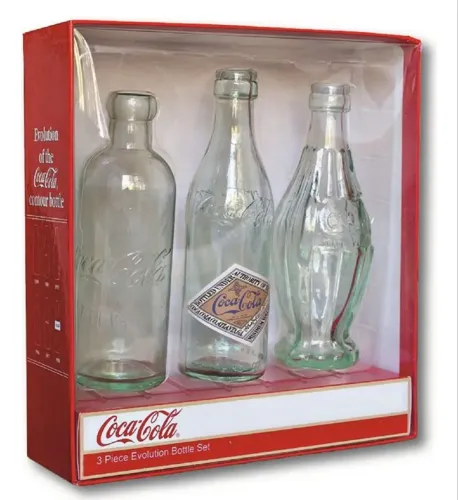 KIT GARRAFAS COMEMORATIVAS COCA-COLA EDIÇÃO LIMITADA COUNTOR EVOLUTION BOTTLE SET VINTAGE 