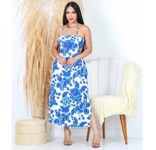 vestido midi feminino curto farm com bojo elastex na costa