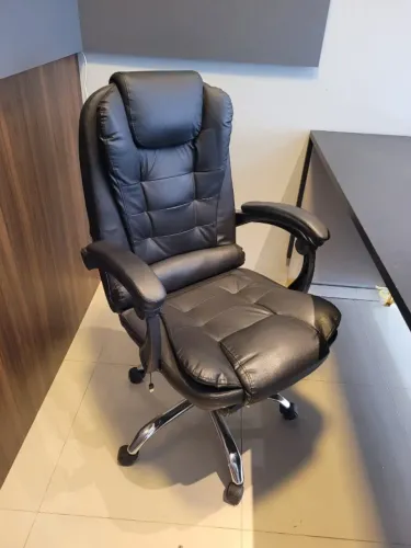 Cadeira Escritório Presidente Massageador Couro H Homall Preto