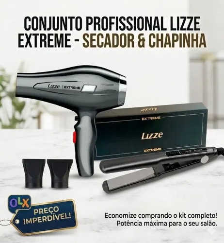 Kit Secador e Chapinha Lizze Extreme Profissional 110v com Nota fiscal e garantia.