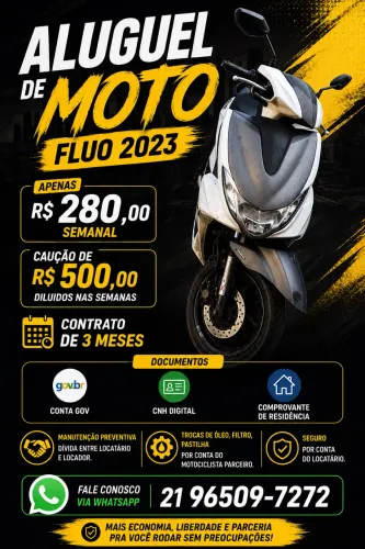 Aluguel Yamaha fluo 2023 R$280,00