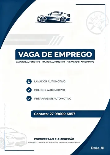 Vagas . preparador, polidor, lavador automotivo