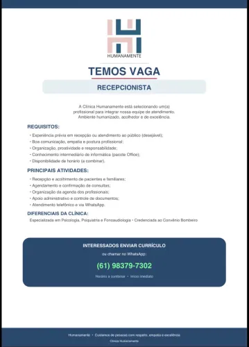 Recepcionista Taguatinga
