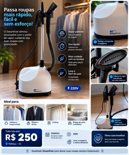 SteamFast Vaporizador de Roupas 220V | Seminovo