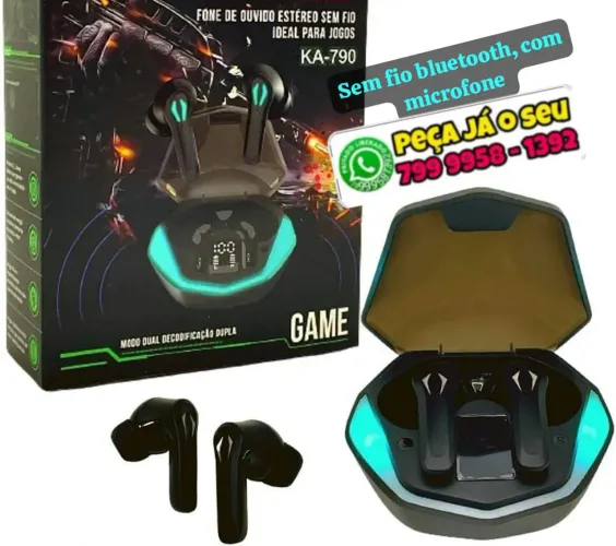Fone de ouvido, gamer, design com LED vibrante