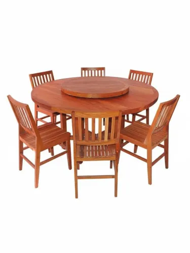 Mesa de Madeira maciça c/6 cadeiras e prato giratório