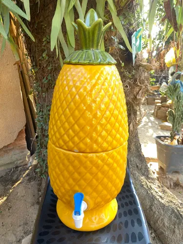 filtro de água artesanal cerâmica abacaxi amarelo retro