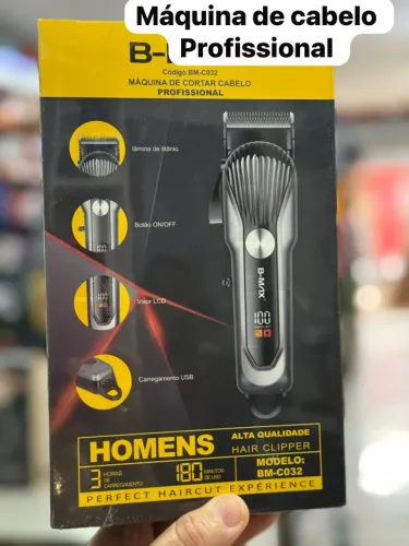 Máquina de Cortar Cabelo Profissional B-Max - LCD + USB Recarregável