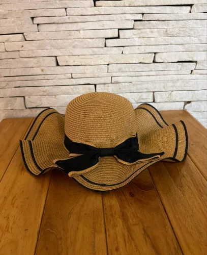 Chapéu De Palha Feminino Verão Praia Piscina Campo Marrom 