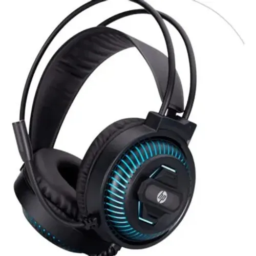 Fone Headset Gamer Hp Conexão Usb Led Azul Dhe8001u Preto