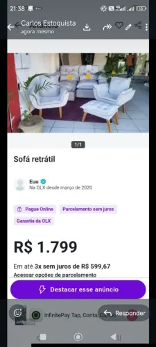 Vende.se sofá retratil. Cabeceira . Colchão . Bau . Cadeira opala . Mesa 