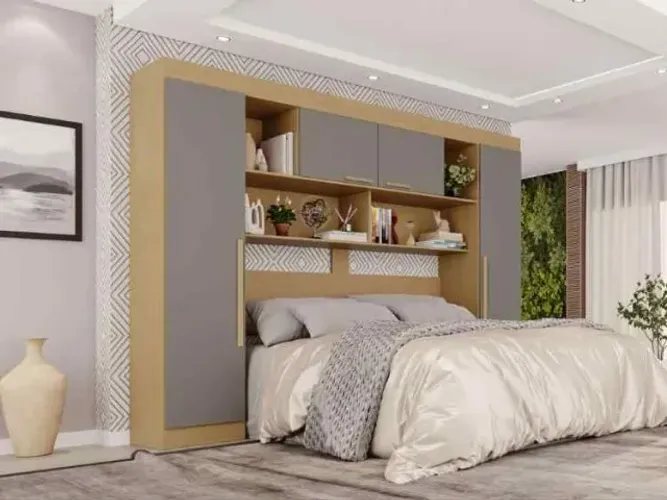 Guarda Roupa Modulado Casal Apolo 4Pts Jequitiba/Granizo Salleto - Entrega Rápida! 