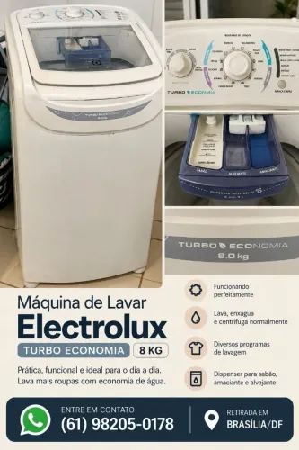 Máquina de Lavar Electrolux Turbo Economia 8 kg - Funcionando Perfeitamente