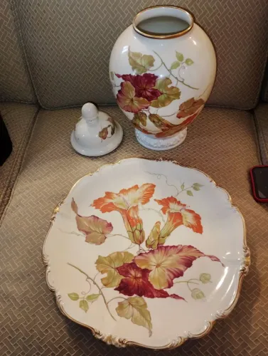 Vaso decorativo cerâmica germânica com prato. 