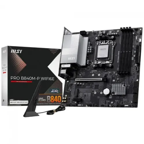 Placa Mãe MSI Pro B840M-P WiFi6E, AMD AM5, DDR5, mATX, M.2 NVME, HDMI - 911-7E77-002