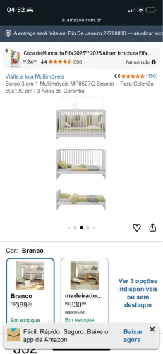 Berço 3 em 1 nunca utilizado + bebe conforto