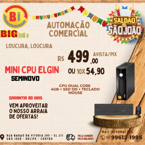Mini Cpu Elgin E3 Nano Dual Core Ssd  120gb 4gb Ram - Em ate 10x Fixas 
