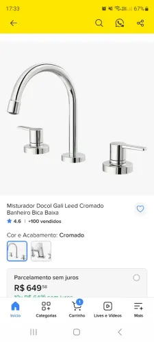 Torneira misturador de bancada Docol