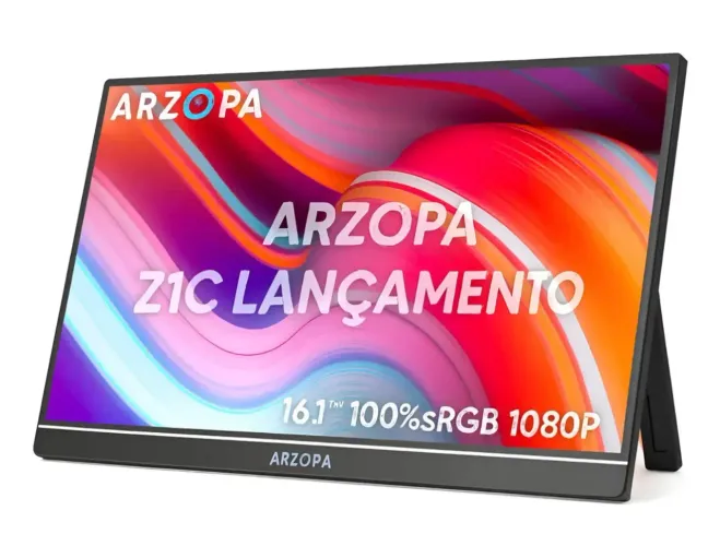 Monitor Arzopa z1c Gamer 16.1 polegadas na caixa