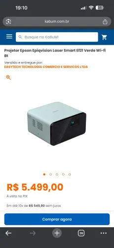 Projetor Epson EF21 Branco Smart 
