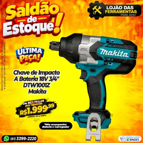 Chave de Impacto A Bateria 18V 3/4" DTW1001Z MAKITA