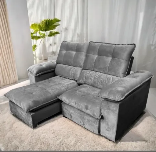 Sofá Retrátil Reclinável Lumina 250 Cinza