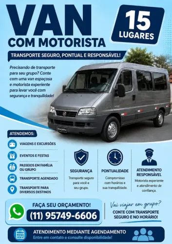 Van com motorista para viagens e excursão 