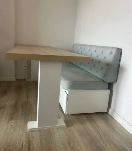 Mesa de Jantar 6 lugares + Banco + Prateleira - 100% MDF