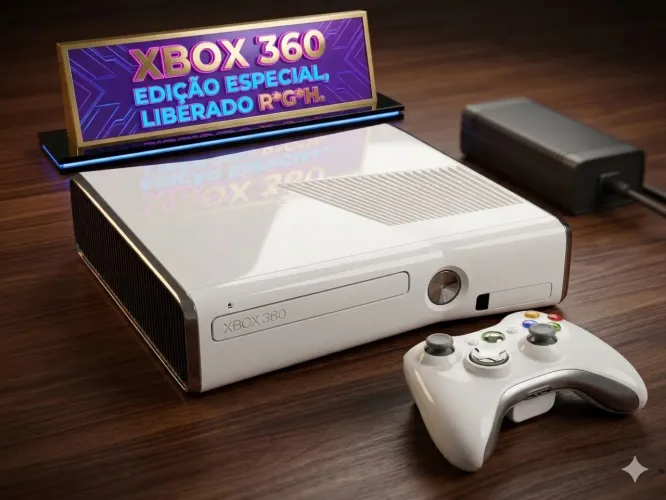 Xbox 360, EDIÇÃO ESPECIAL Glossy White. Funcionando perfeitamente, com jogos no HD.