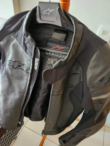 Jaqueta alpinestars preta couro 