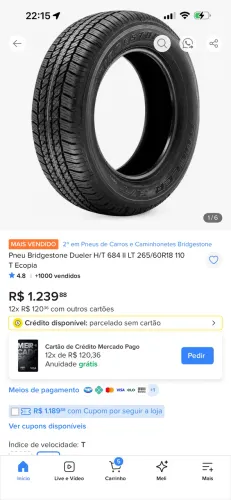 Pneu 265 60 r18 Bridgestone