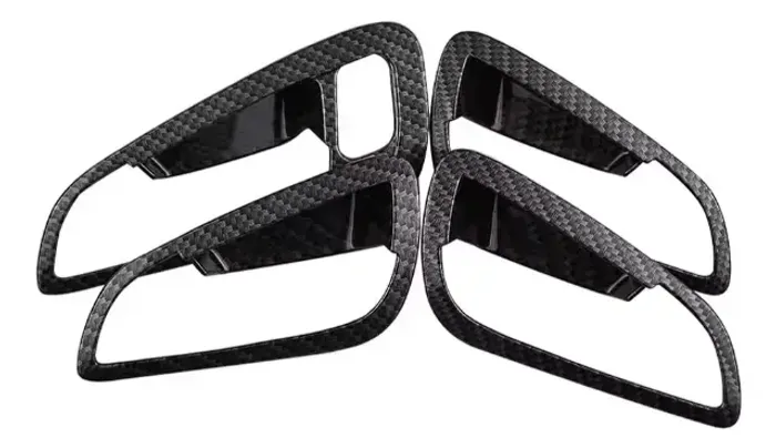 Kit 4 Molduras Maçaneta Interna Porta Fibra De Carbono