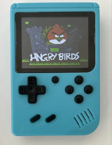 Mini Game Portátil Retrô 500 Jogos 8 Bits Tela Colorida Recarregável + Cabo AV - Azul