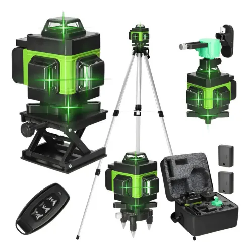Kit Nível A Laser Verde 12 Linhas Esquadro + Suportes DUAS BATERIAS INCLUSO