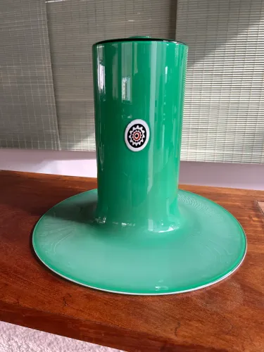 Abajur Italiano Vintage Vidro Murano Verde Anos 70