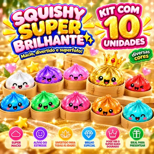 Kit 10 Squishy Sensorial Anti Stress Macio Raro - Colecionável