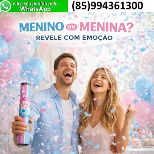 Lança Confete Chá Revelação Manual Menino ou Menina