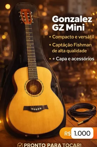 Violão Gonzalez GS mini com Capa e Cabo p10 1.000