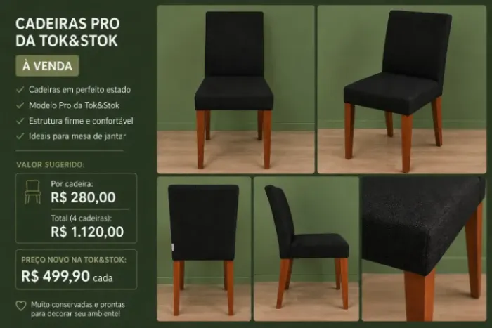 Cadeira Pro Tok&Stok - Preta | Excelente estado | R$ 280 cada