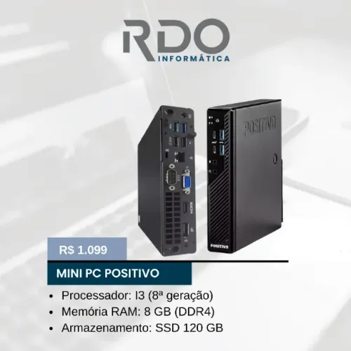 Mini PC Positivo i3 8ª Geração 8GB RAM SSD 120GB - Computador compacto e potente!