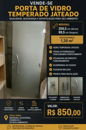 Porta de vidro temperado jetada